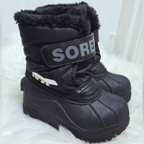 Sorel Commander Black Faux Fur Kids Winter Boots. Toddlers Size 7🌴 - Picture 1 of 7